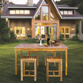5 Piece Teak Wood Antigua Patio Counter Height Bistro Set With 63 Rectangular Table And 4 Stools
