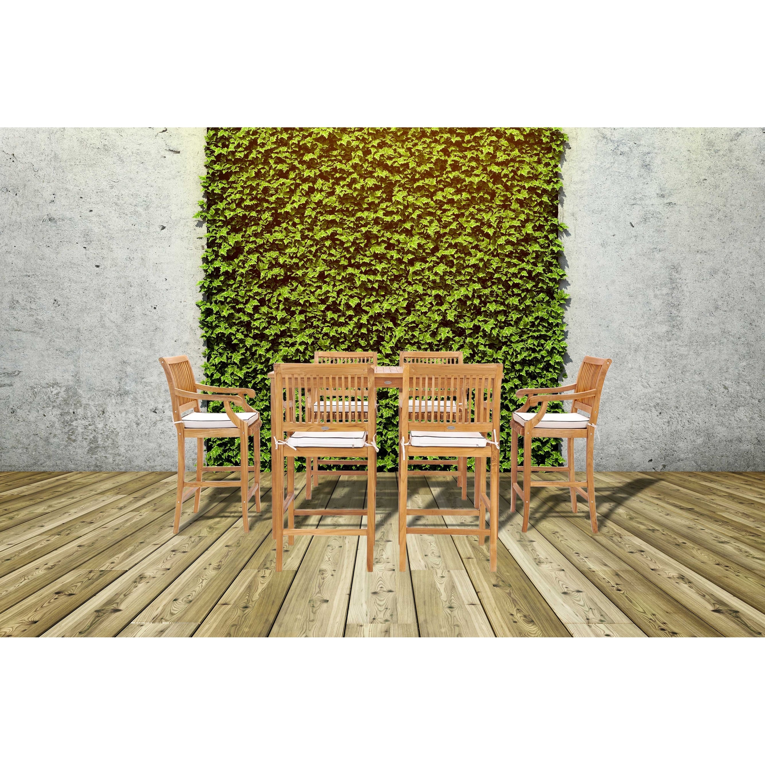 Chic Teak Antigua Rectangular Teak Wood Bistro Counter Table 63 X 35 Inch