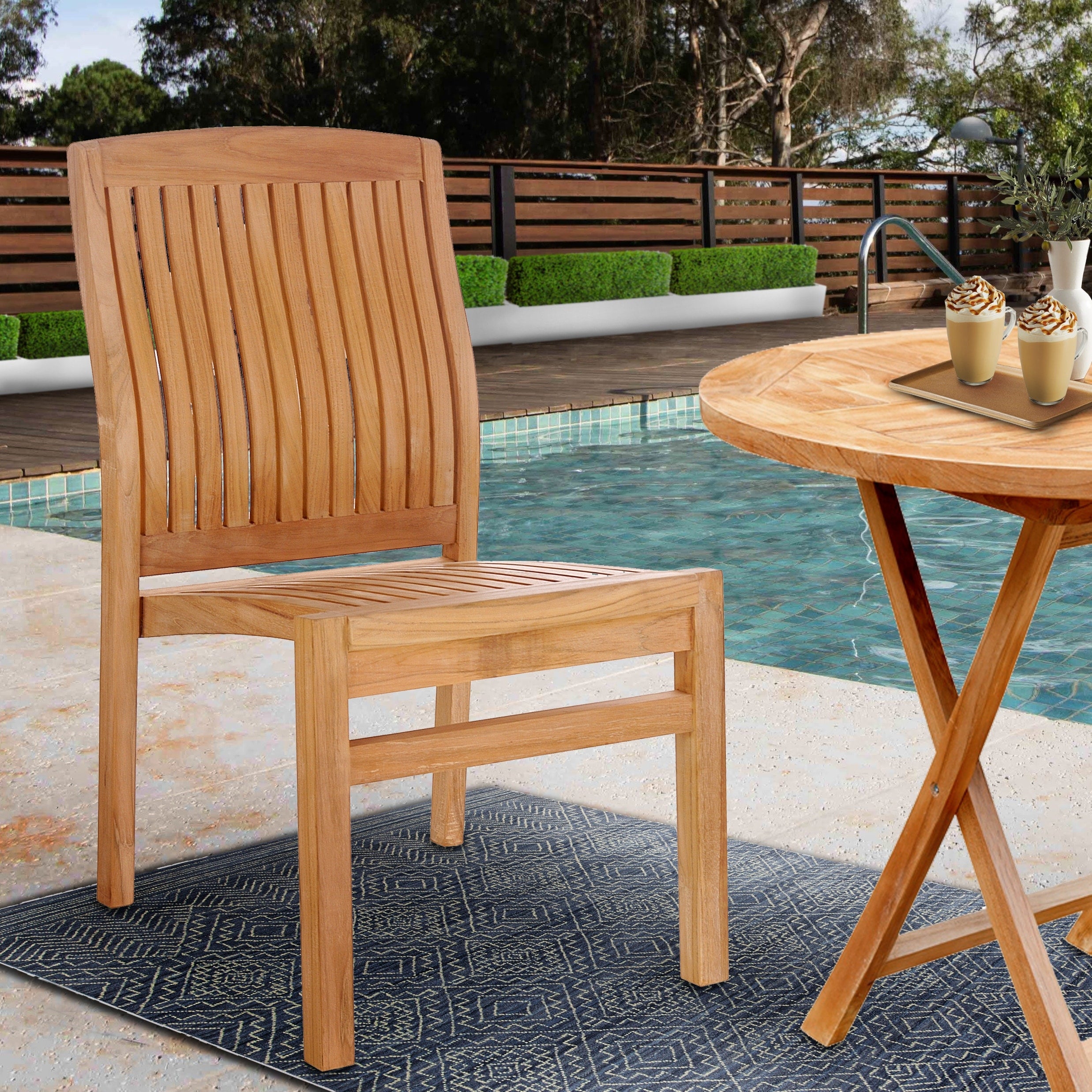 Chic Teak Belize Teak Wood Indoor Outdoor Dining Side Chair