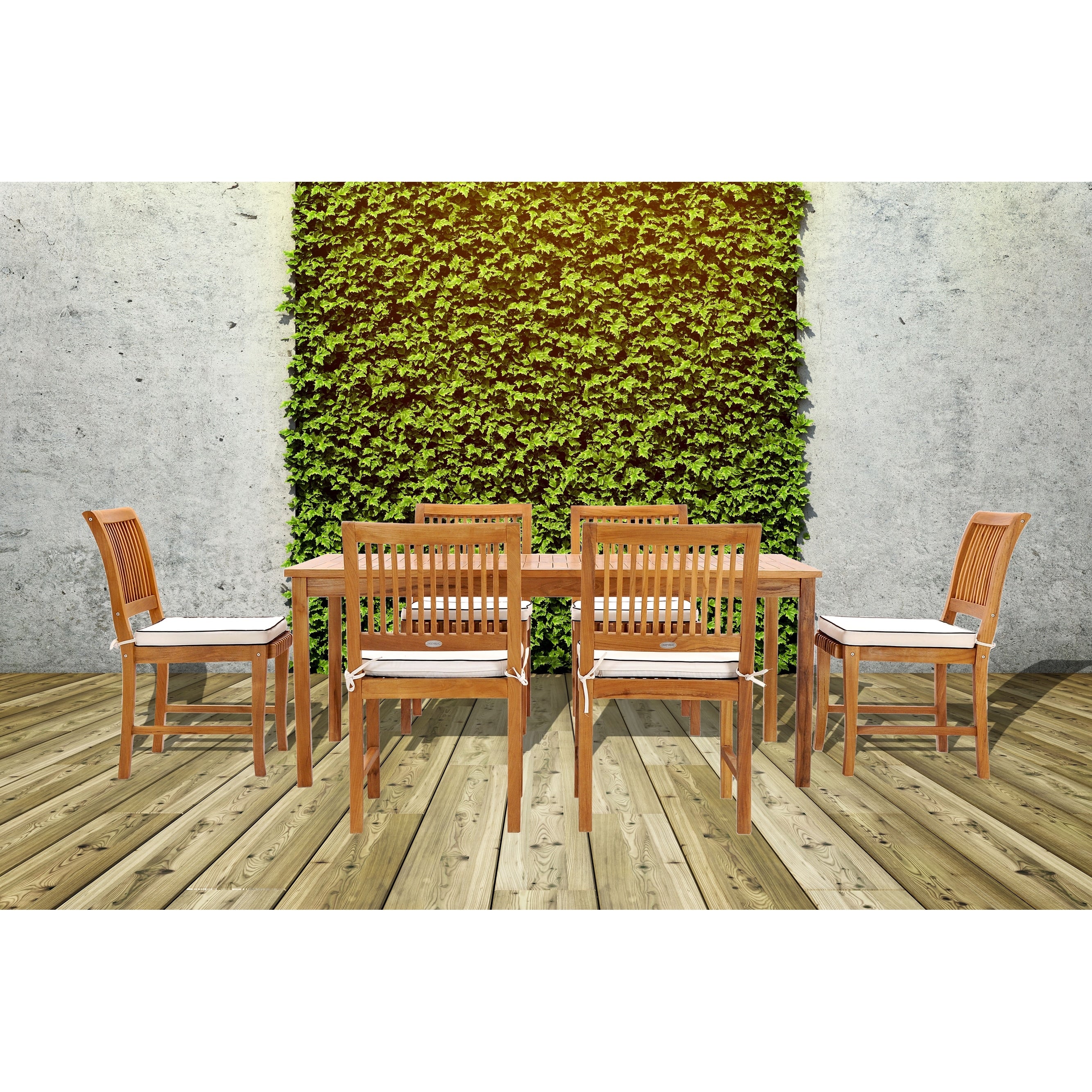 Chic Teak Bermuda Rectangular Teak Wood Patio Bistro Dining Table 55 X 35 Inch