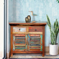 Chic Teak Chest With 2 Slatted Doors 2 Drawers Made From Recycled Teak Wood Boats