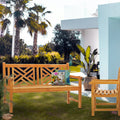 Chic Teak Chippendale Outdoor Teak Wood Patio Garden Double Bench
