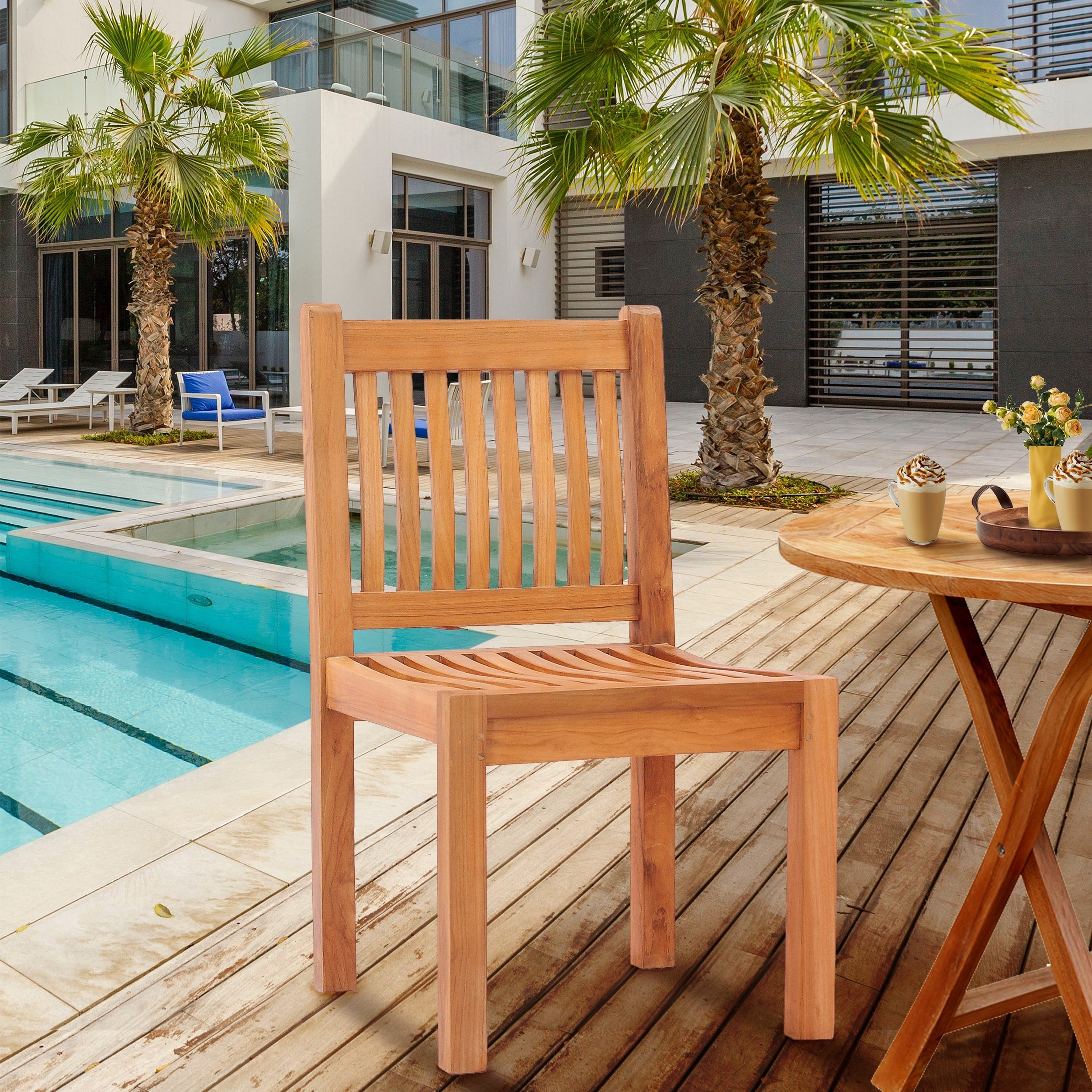 Chic Teak Elzas Teak Wood Indoor Outdoor Dining Side Chair
