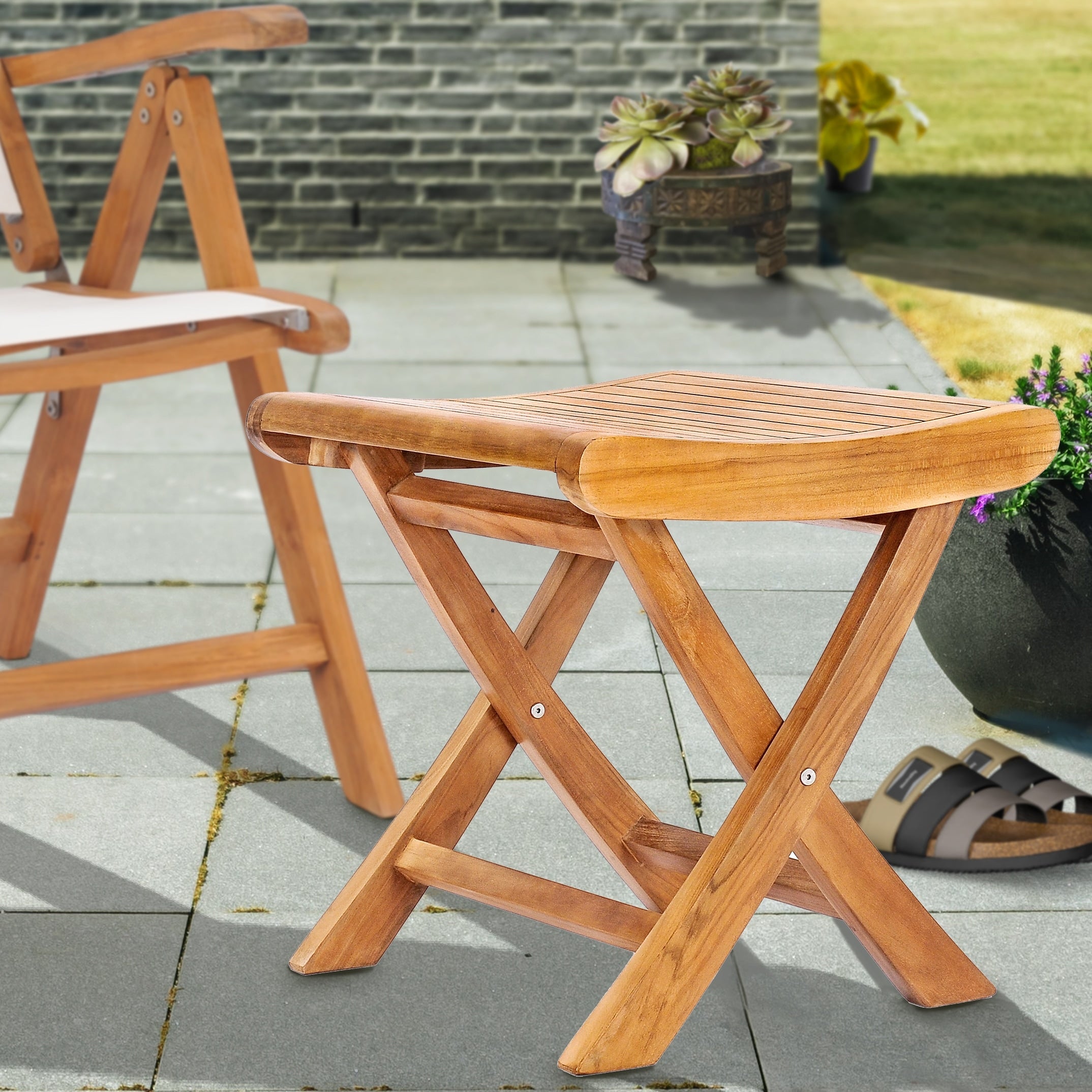 Teak Wood Italy Footstool Side Table Made By Chic Teak