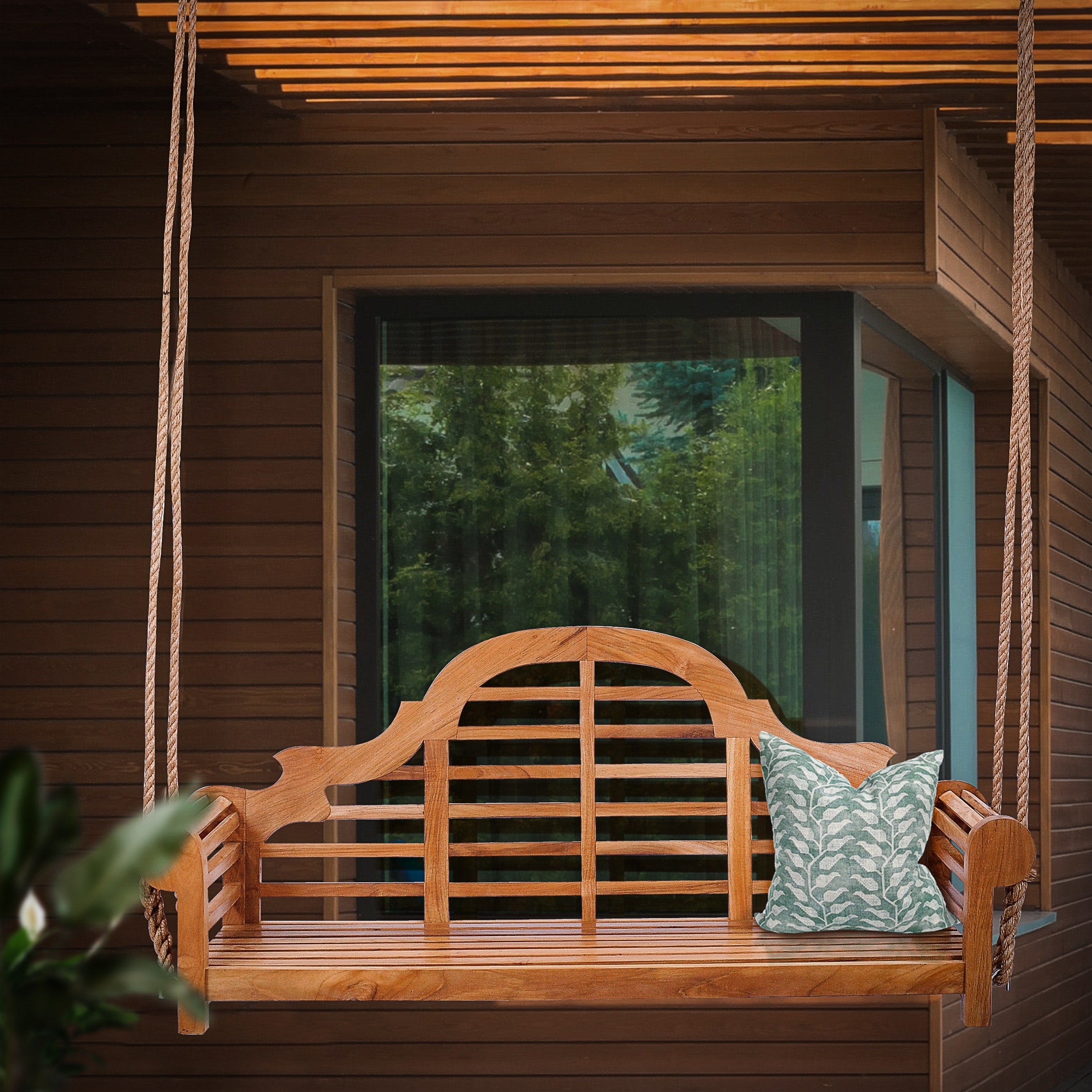 Chic Teak Lutyens Teak Wood Double Outdoor Porch Swing 66 Inch