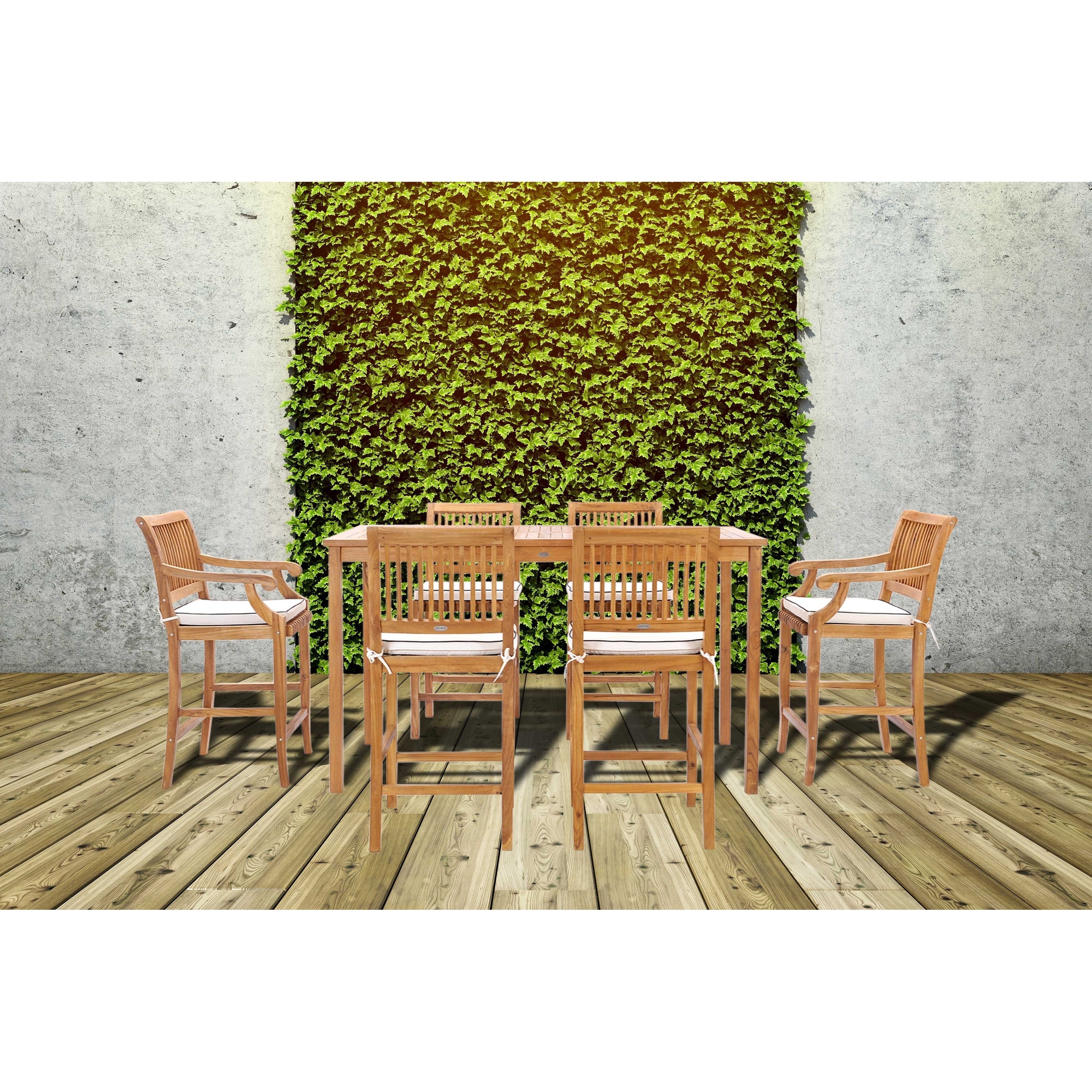 Chic Teak Maldives Rectangular Teak Wood Bistro Bar Table 63 X 35 Inch