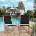 Teak Wood Wood Miami Folding Side Chair Black Set Of 2