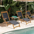 Chic Teak Narmada Teak Wood And Woven Steamer Chair Black