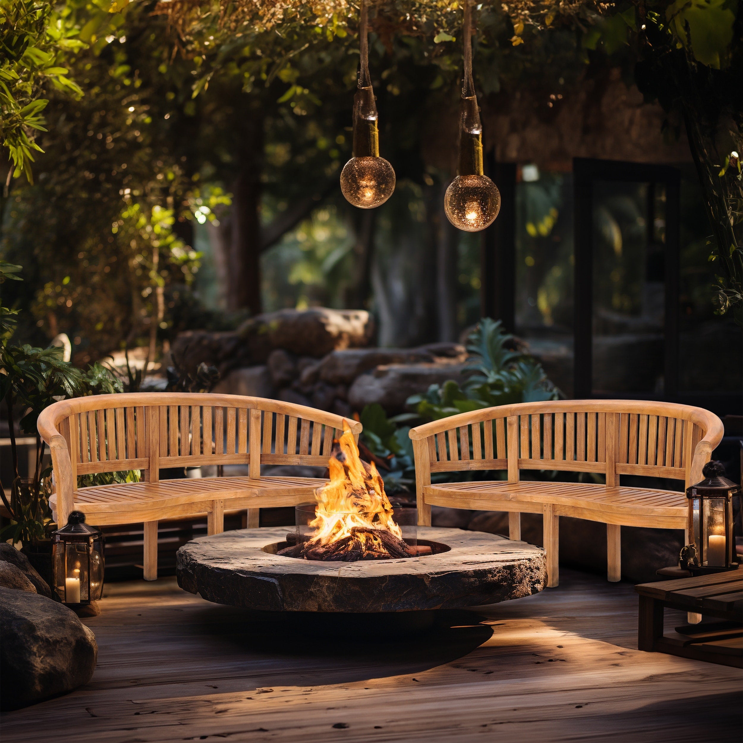 Teak Wood Peanut Double Bench Made By Chic Teak