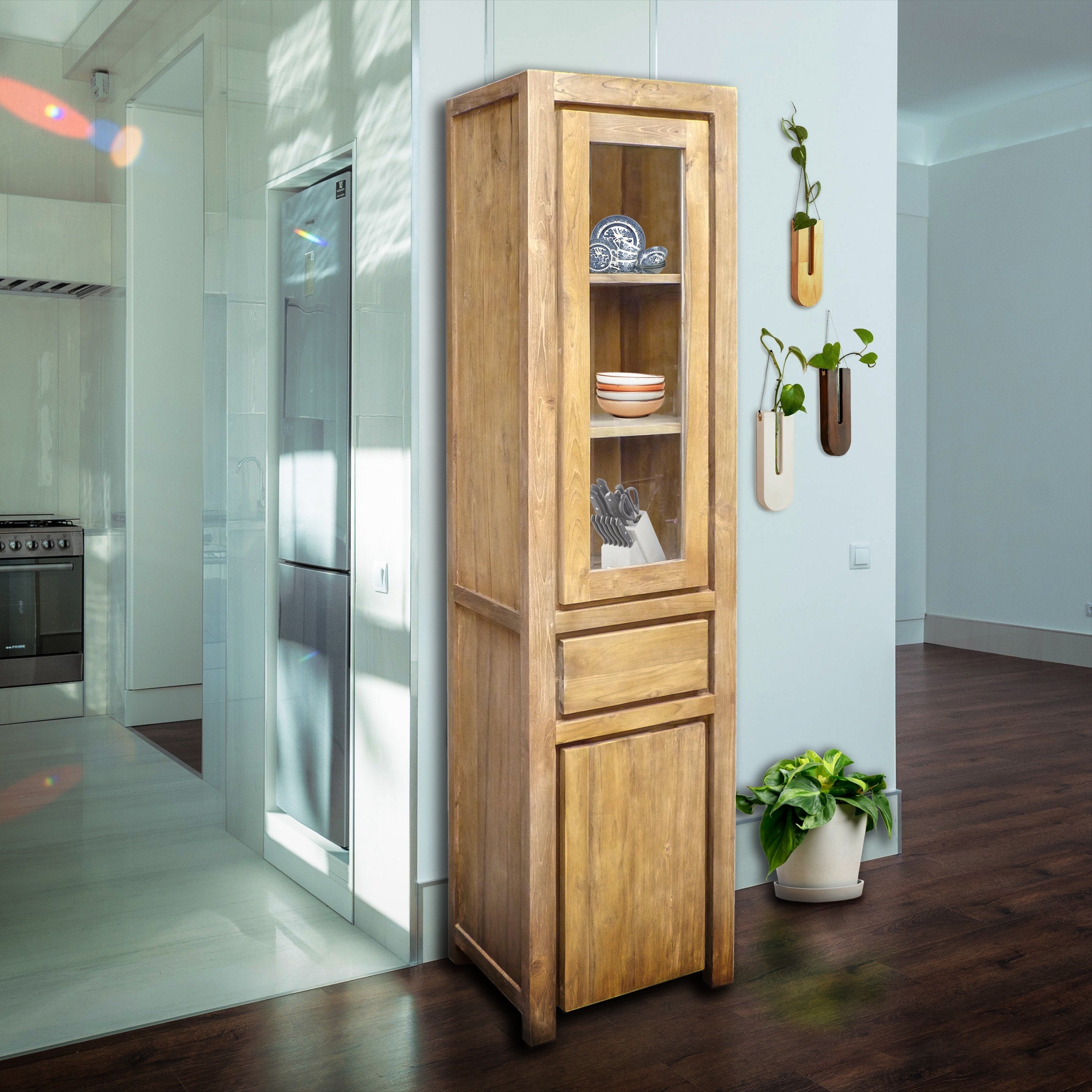 Chic Teak Recycled Teak Wood Solo Cupboard Curio Cabinet
