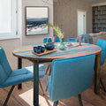 Chic Teak Round Dining Table Made From Recycled Teak Wood Boats 55 Inch Multi