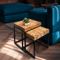 Chic Teak Rustic Teak Wood Nesting Side Tables Set Of 2