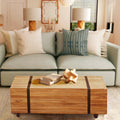 Chic Teak Rustic Teak Wood Coffee Table With Wheels