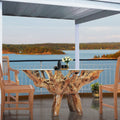 Chic Teak Rustic Teak Wood Root Dining Table Including A 63 Inch Round Glass Top