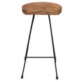 Chic Teak Rustic Teak Wood And Iron Barstool With Curved Comfort Seat