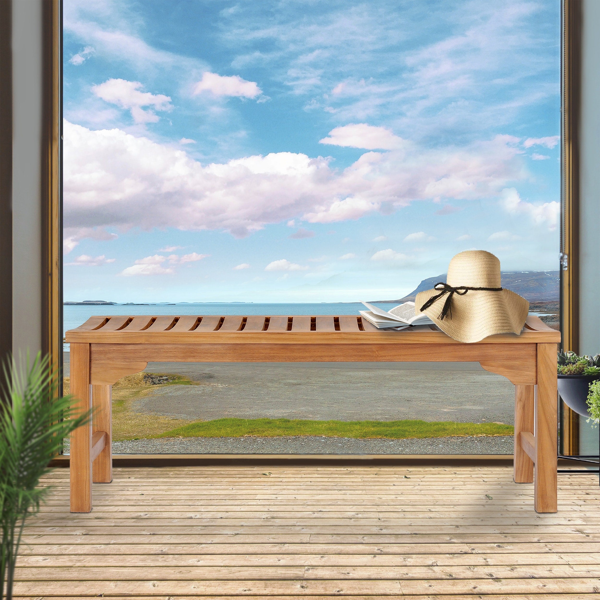 Chic Teak Santa Monica Outdoor Teak Wood Backless Bench 4 Foot