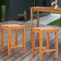 Chic Teak Santa Monica Teak Wood Indoor Outdoor Counter Stool 24 Inch