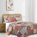 Chicago 5 Piece Fabric Queen Size Quilt Set With Jacobean Prints Multicolor
