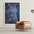 Chicago Map Blue Premium Gallery Wrapped Canvas