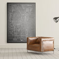 Chicago Sketch Map Grey Premium Gallery Wrapped Canvas