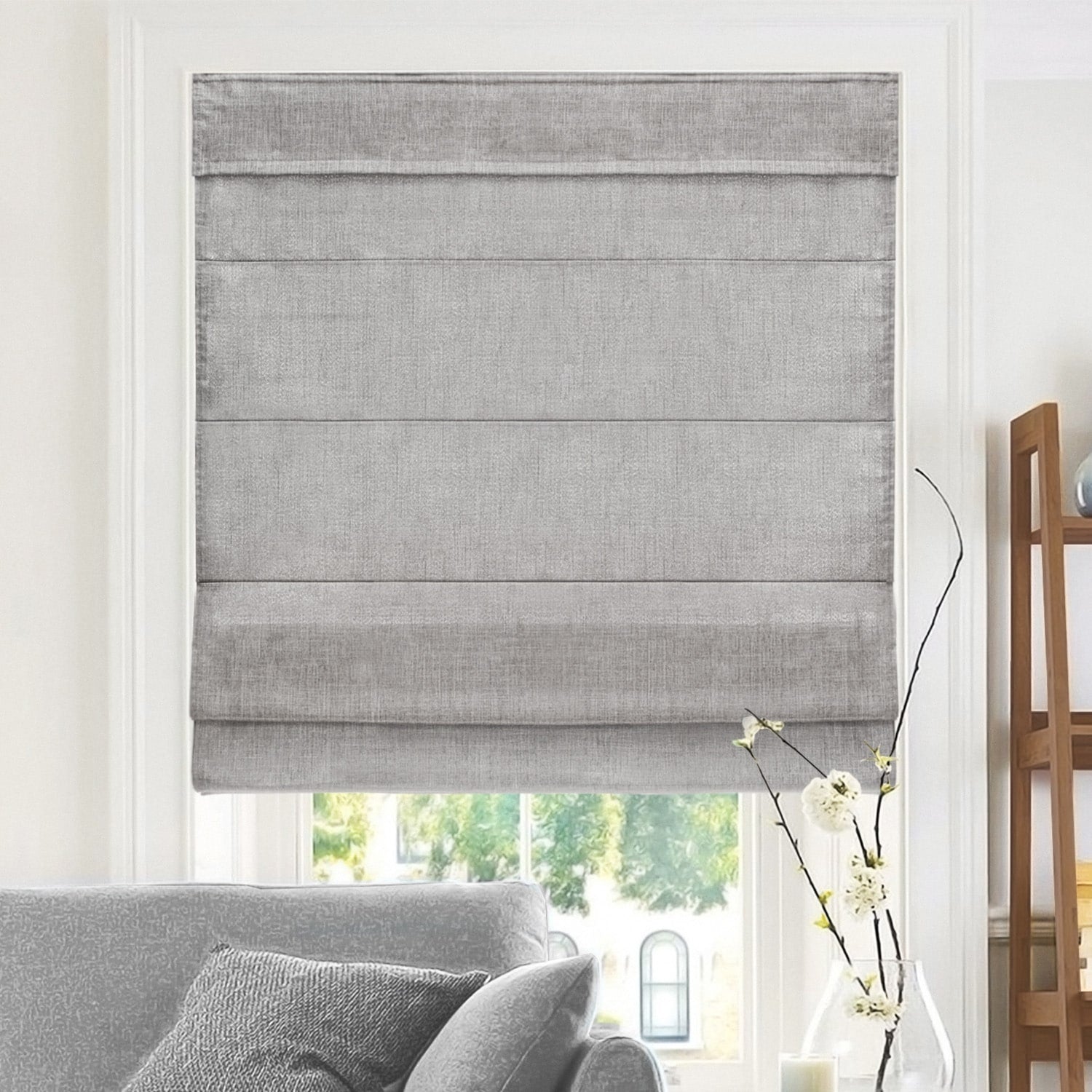 Chicology Belgian Denim Cordless Roman Shades