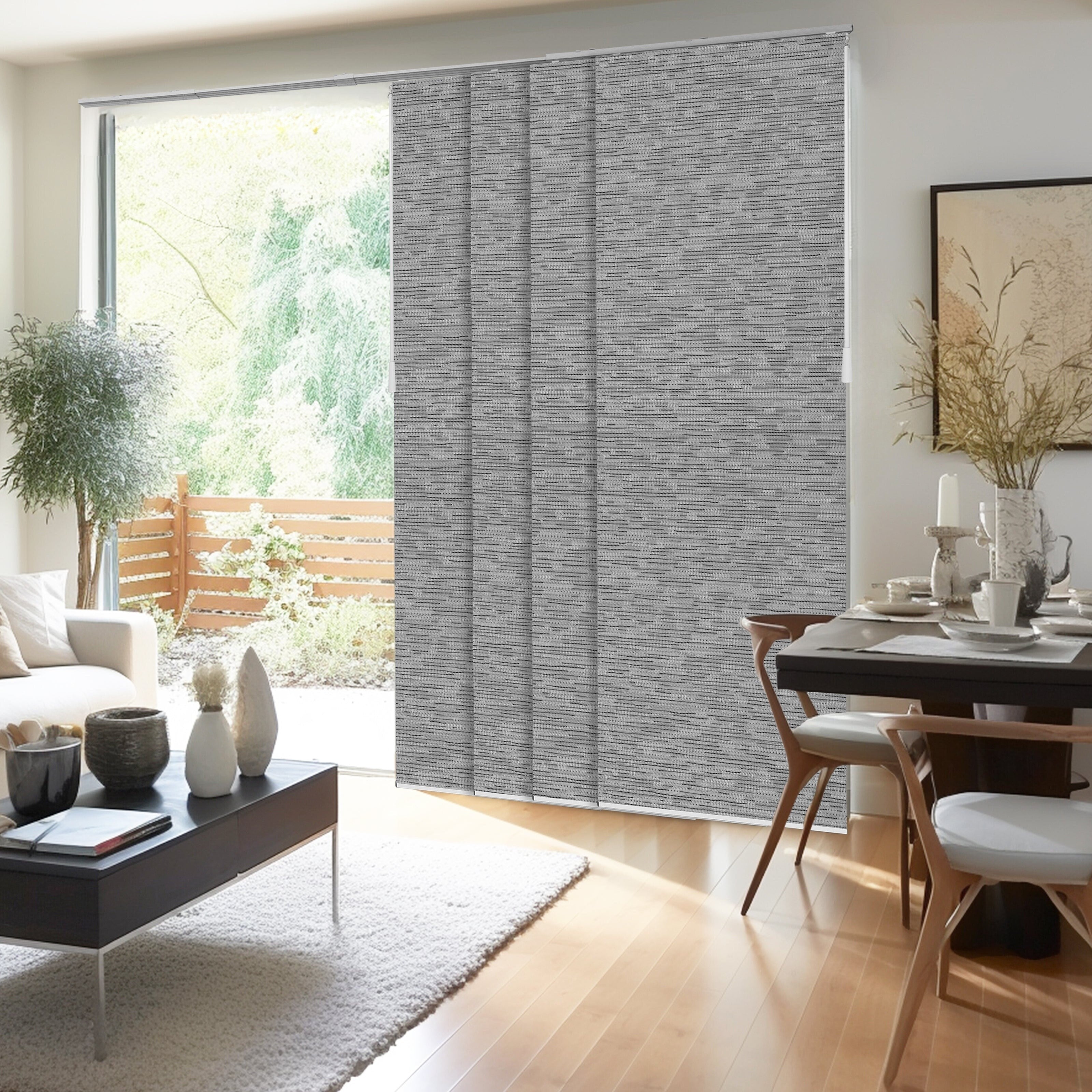 Chicology Nautical Grey Adjustable Cut To Length Light Filtering Privacy Sliding Panels Up To 80 W X 96 H