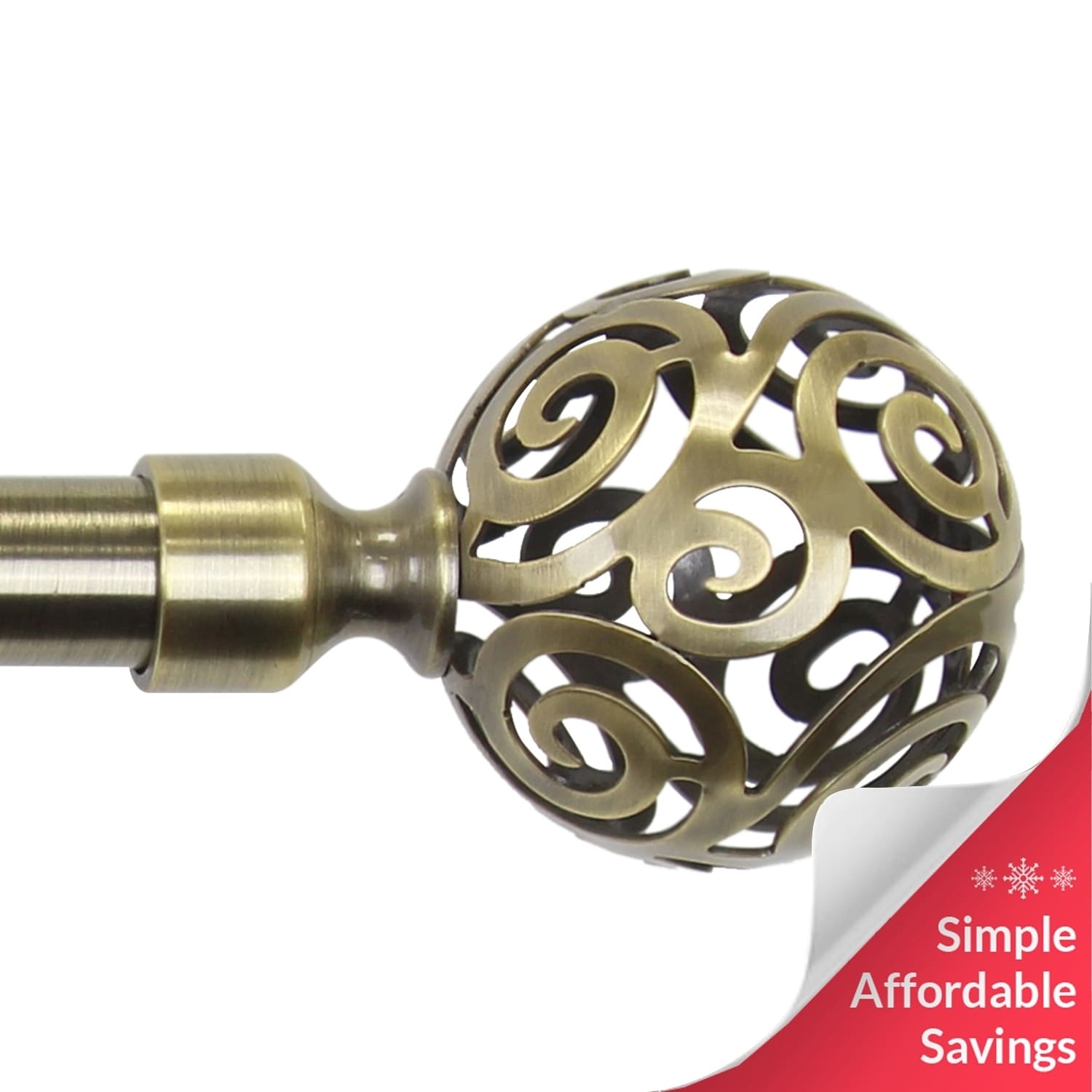 Chicology Curtain Rod Art Deco Cage Finial Antique Brass Clare