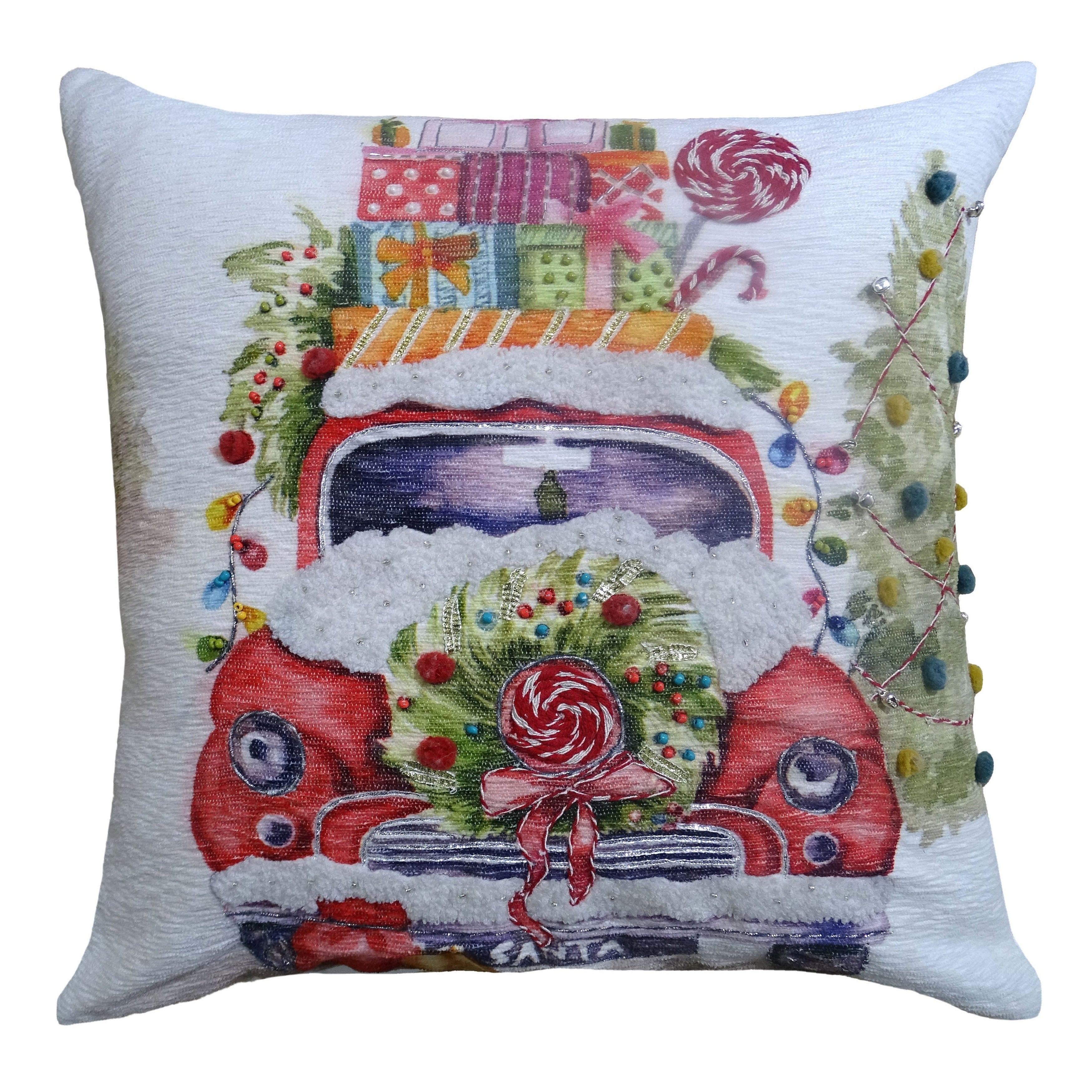 Chicos Home 20 X 20 Christmas Embroidered Throw Pillow