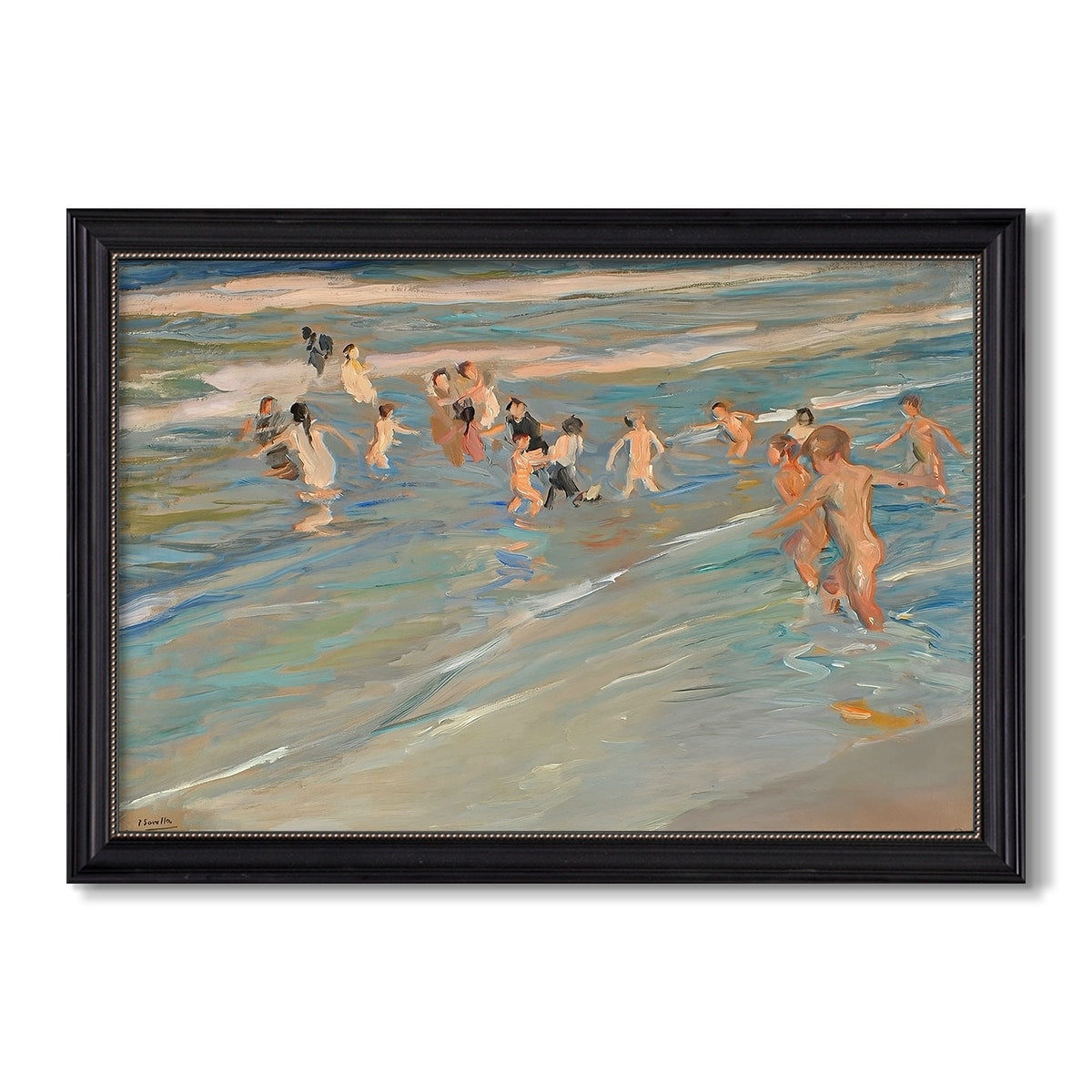 Children Playing On The Beach C 1908 Joaquin Sorolla Custom Framed Canvas