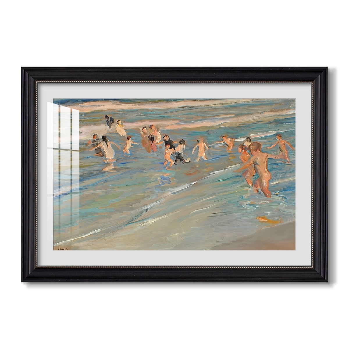 Children Playing On The Beach C 1908 Joaquin Sorolla Custom Framed Print