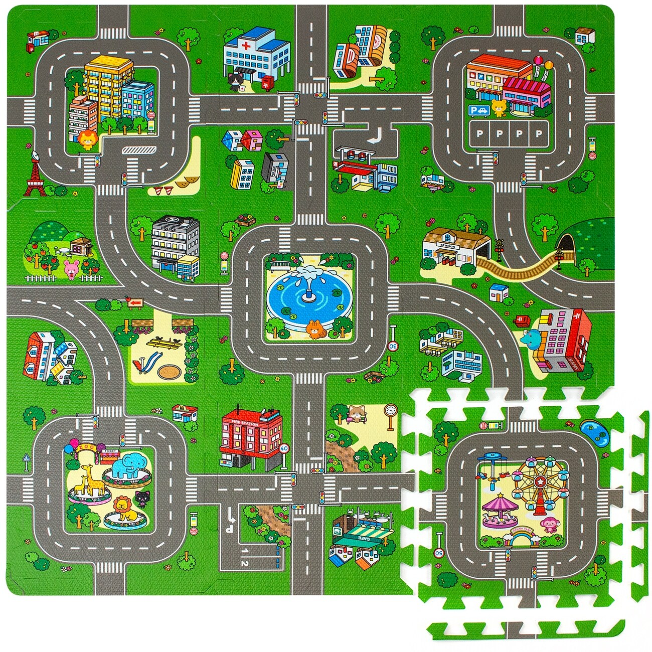Children Puzzle Play Traffic Foam Mat 9 Pieces