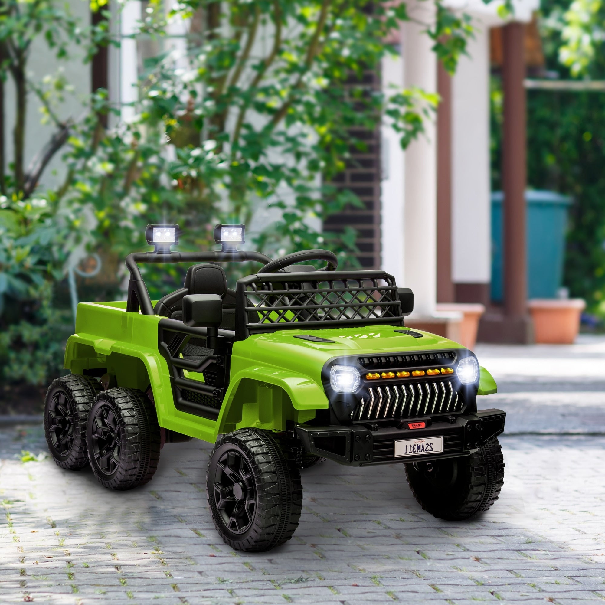 Childrens Electric Car Ride On Car With Parent Remote Control Green Engineering Car Electric Vehicle With Trailer