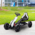 Childrens Ride On Go Kart Electric Go Kart With Safety Backrest White Electric Vehicle All Terrain Car