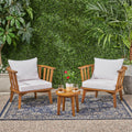 Chilian Outdoor 2 Seater Acacia Wood Club Chairs And Side Table Set By Christopher Knight Home
