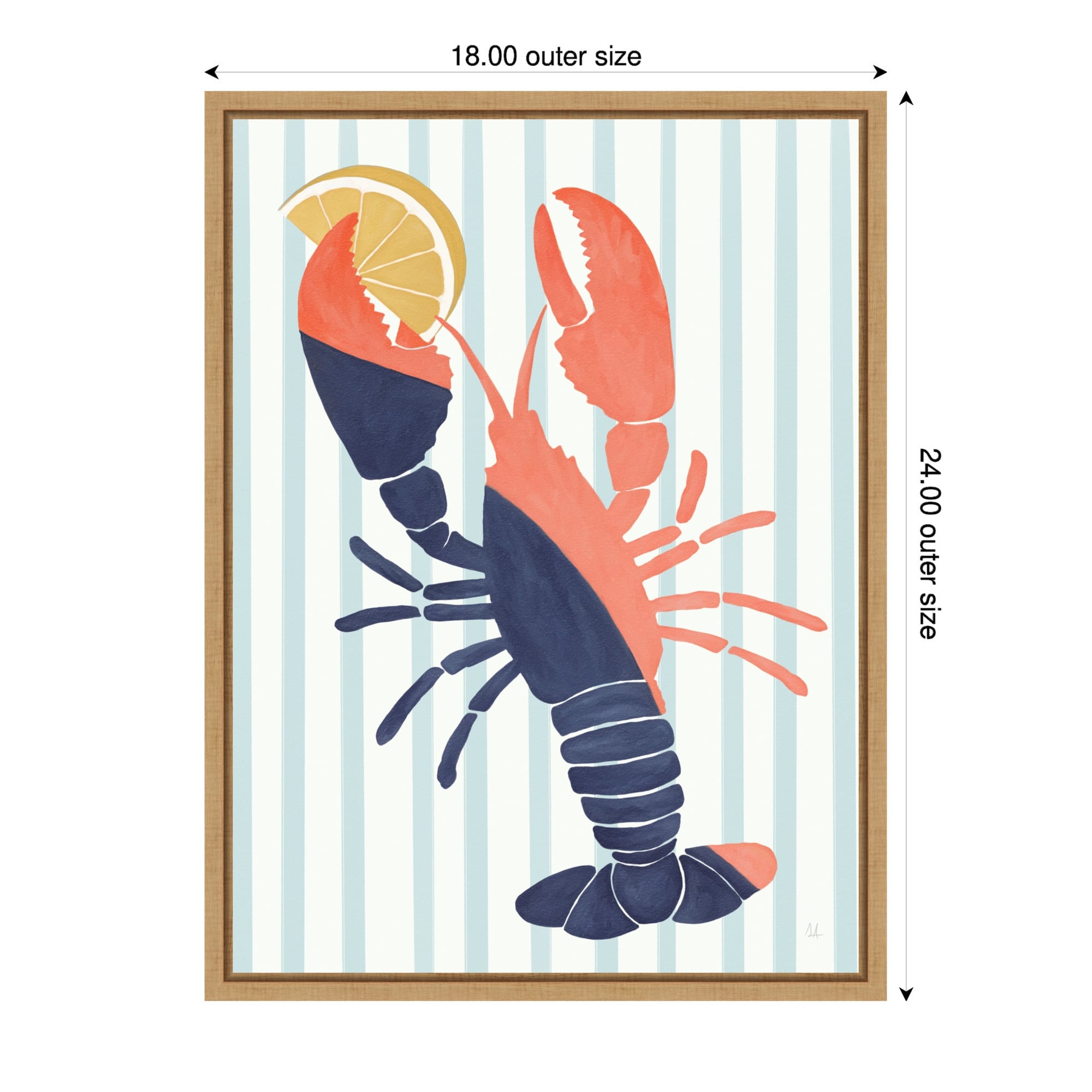 Chillin Lobster Stripes By Sarah Adams Framed Canvas Wall Art Print