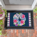 Chinoiserie Bow Floral Wreath Embossed Door Mat 30 X 18