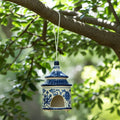 Chinoiserie Ceramic Hanging Bird House 8 Blue 7.75