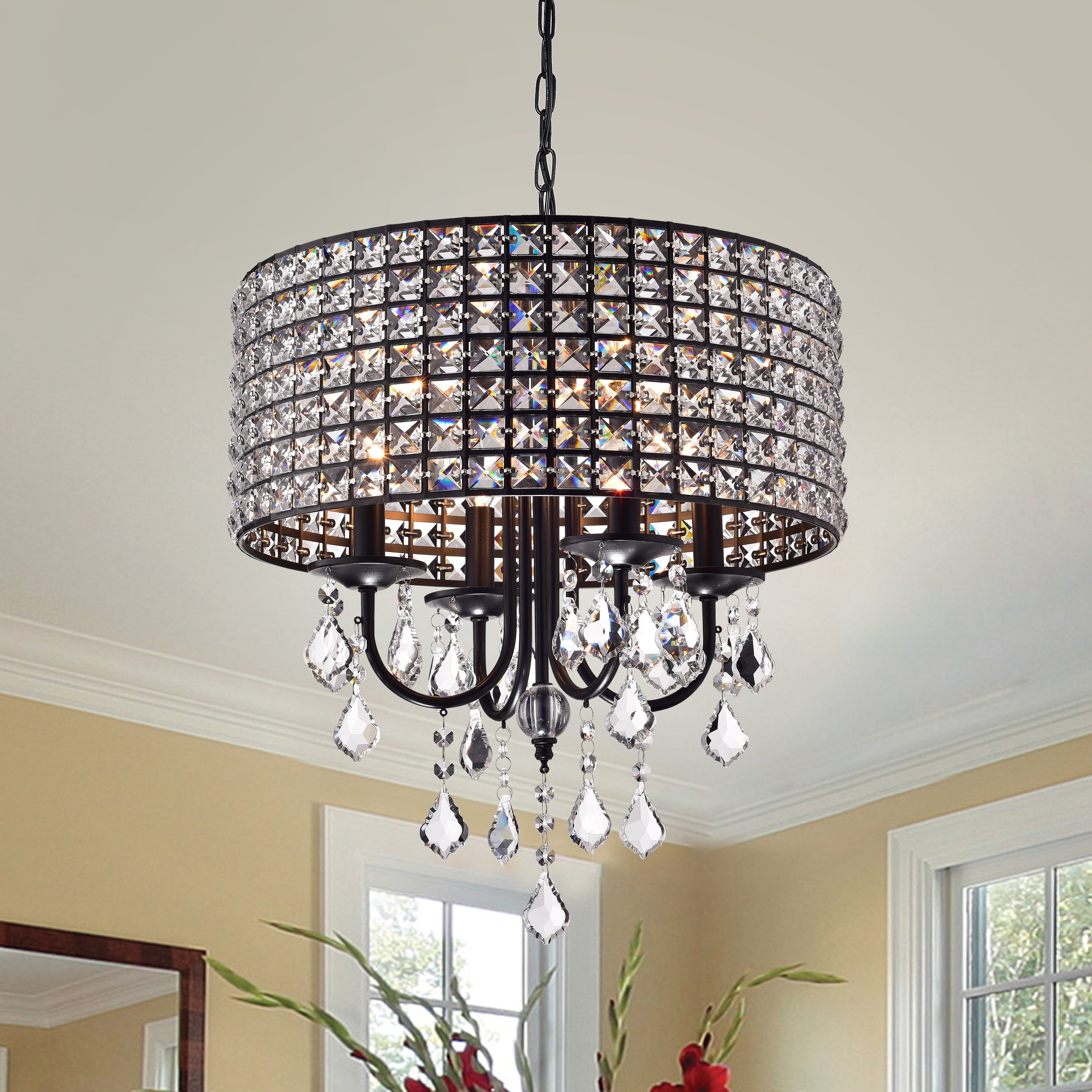 Chione Crystal 4 Light Drum Chandelier