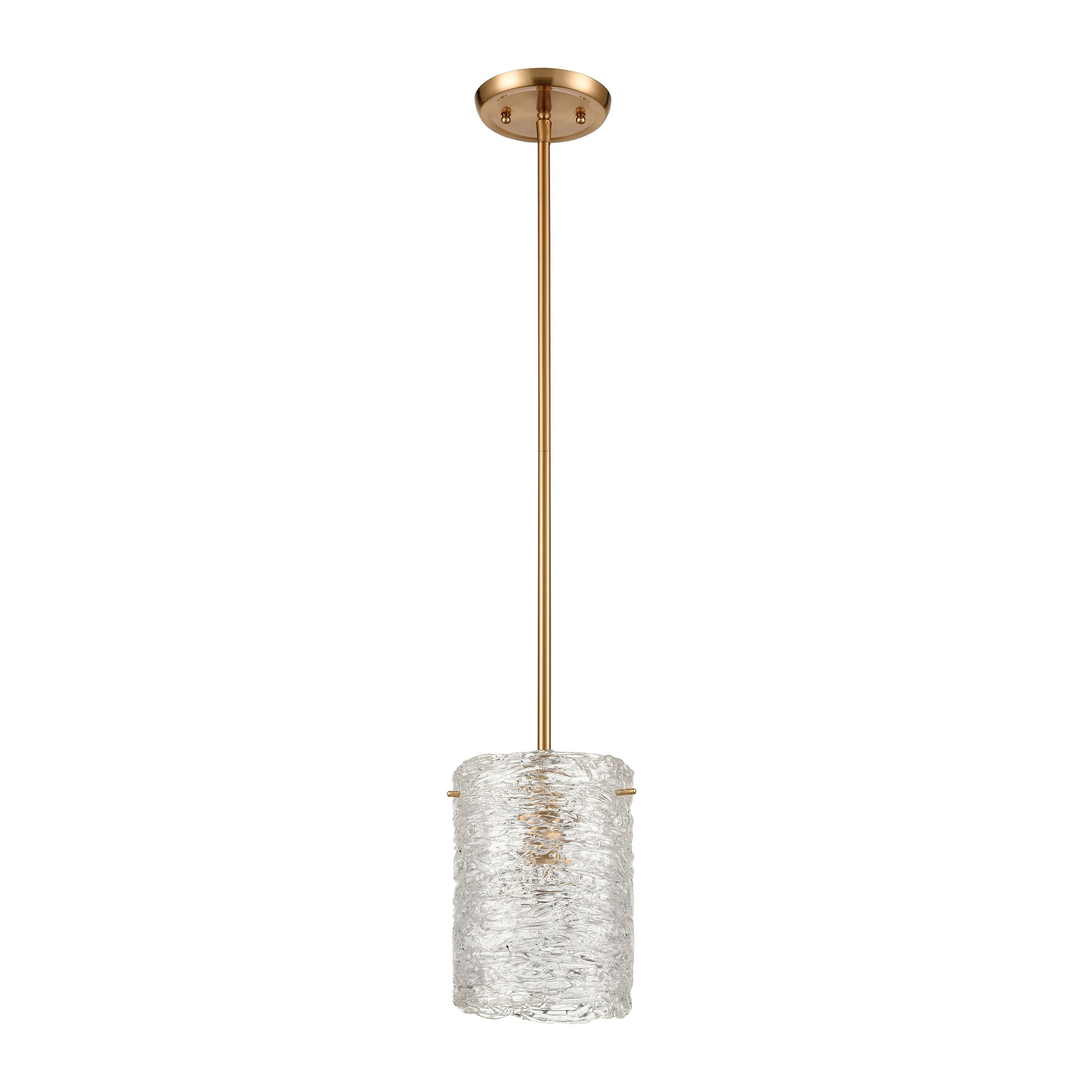 Chiseled Ice 7 Inch Wide 1 Light Mini Pendant In Satin Brass 7In W X 7In D X 8In H