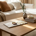 Chiseled Marble And Steel Tray 16 Ivory 15.75