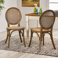 Chittenden Elm Wood And Rattan Dining Chair With Rattan Seat Set Of 2 By Christopher Knight Home