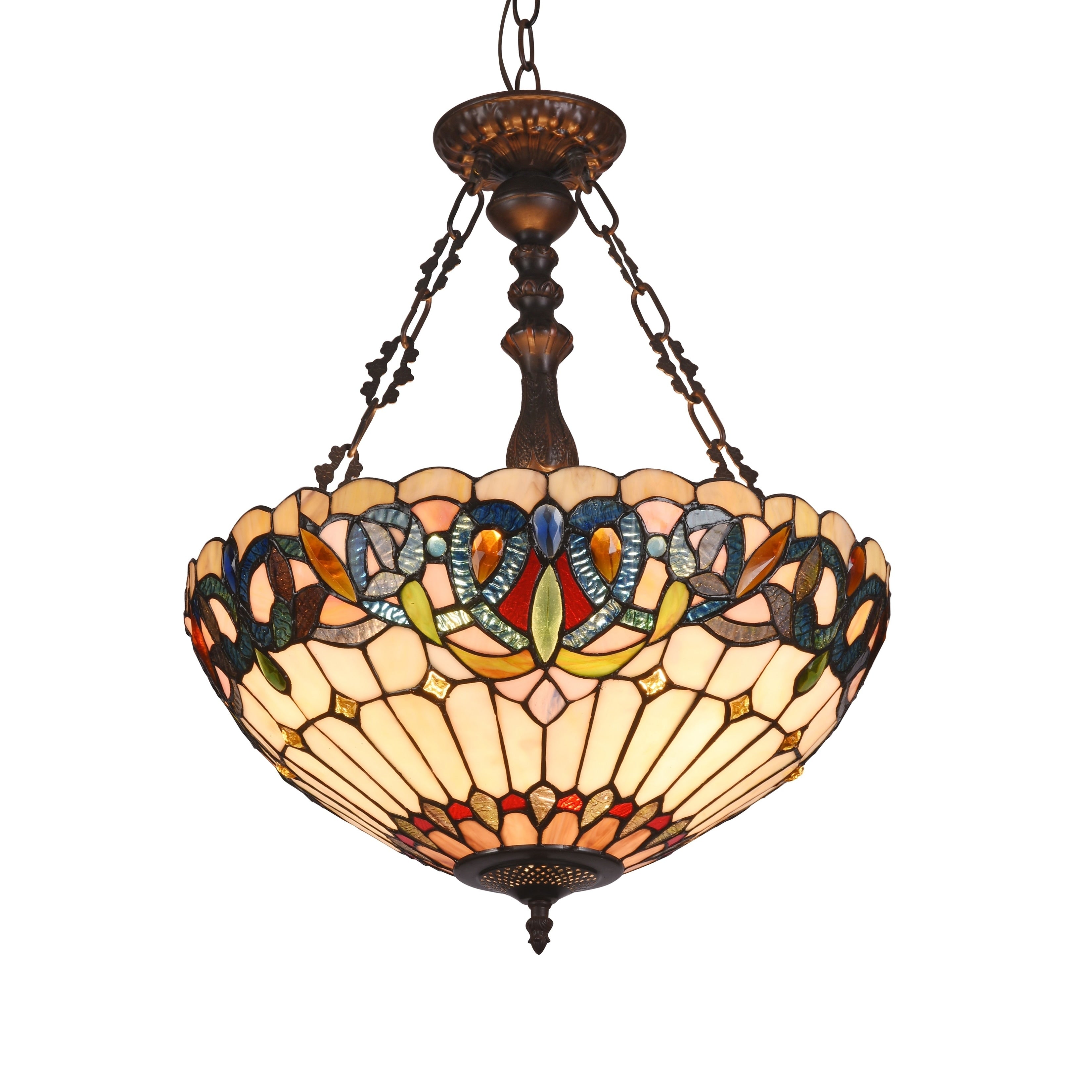 Chloe 3 Light Tiffany Dark Bronze Inverted Pendant