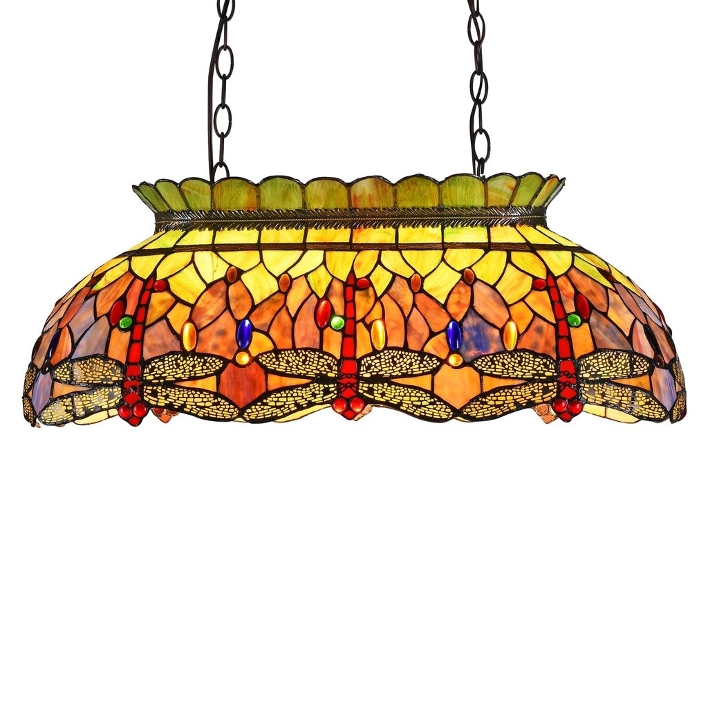 Chloe Anisoptera Purity Collection Tiffany Style 3 Light Dark Bronze Pendant Multi Color