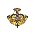 Chloe Bertram Collection Tiffany Style Victorian Design 2 Light Dark Antique Bronze Semi Flush Mount