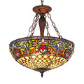 Chloe Fallon Collection Tiffany Style 3 Light Dark Antique Bronze Inverted Pendant Multi Color