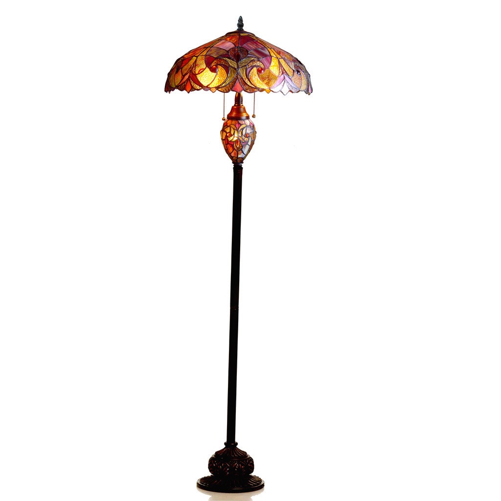 Chloe Tiffany Style Victorian Design 3 Light Dark Bronze Floor Lamp