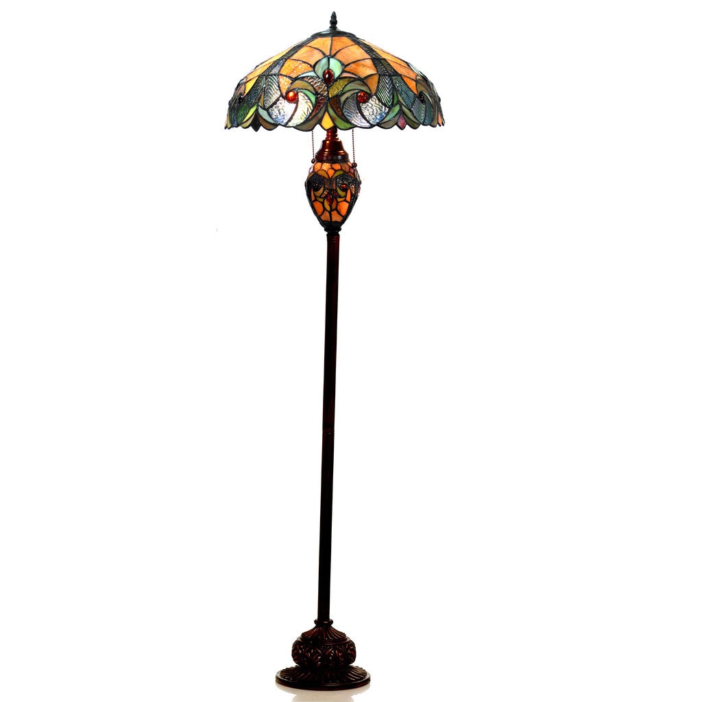 Chloe Tiffany Style Victorian Design 3 Light Dark Bronze Floor Lamp