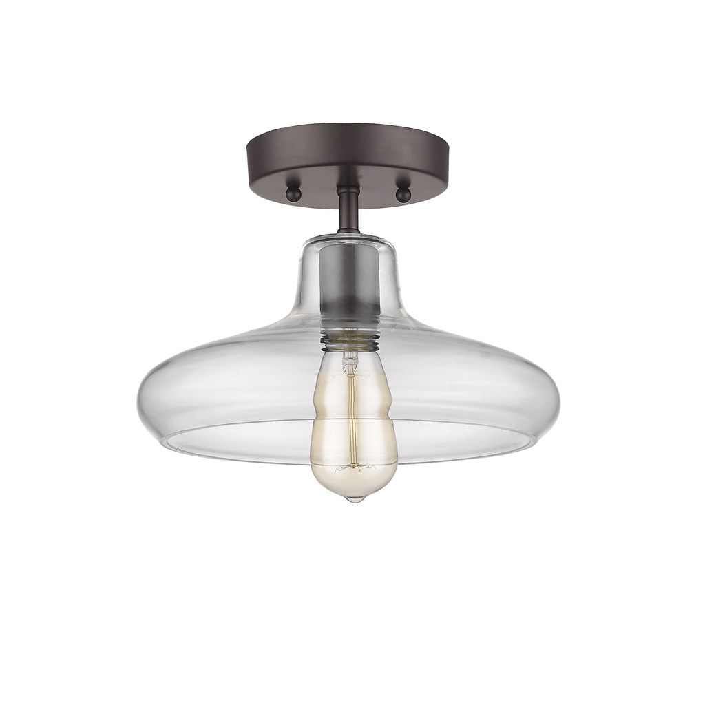 Chloe Loft Industrial 1 Light Oil Rubbed Bronze Semi Flush Mount