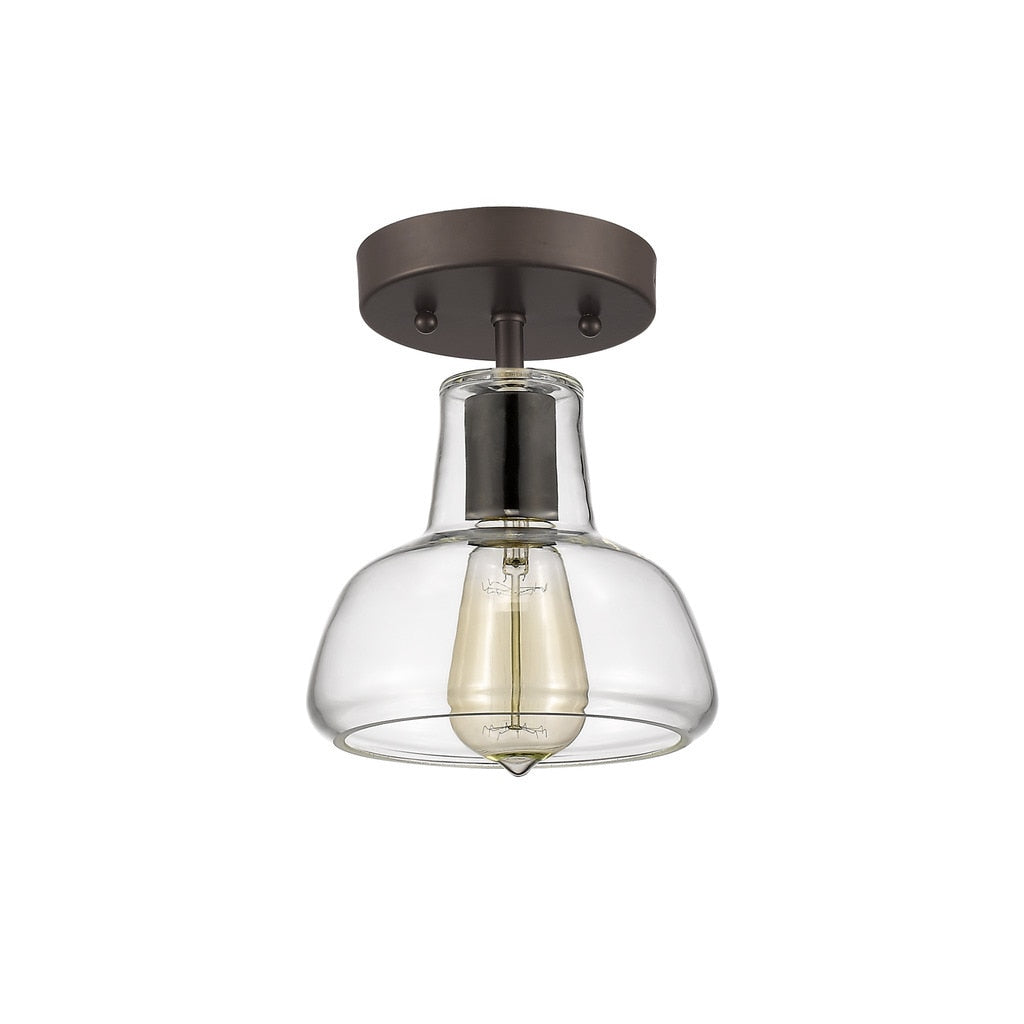 Chloe Loft Industrial 1 Light Oil Rubbed Bronze Semi Flush Mount