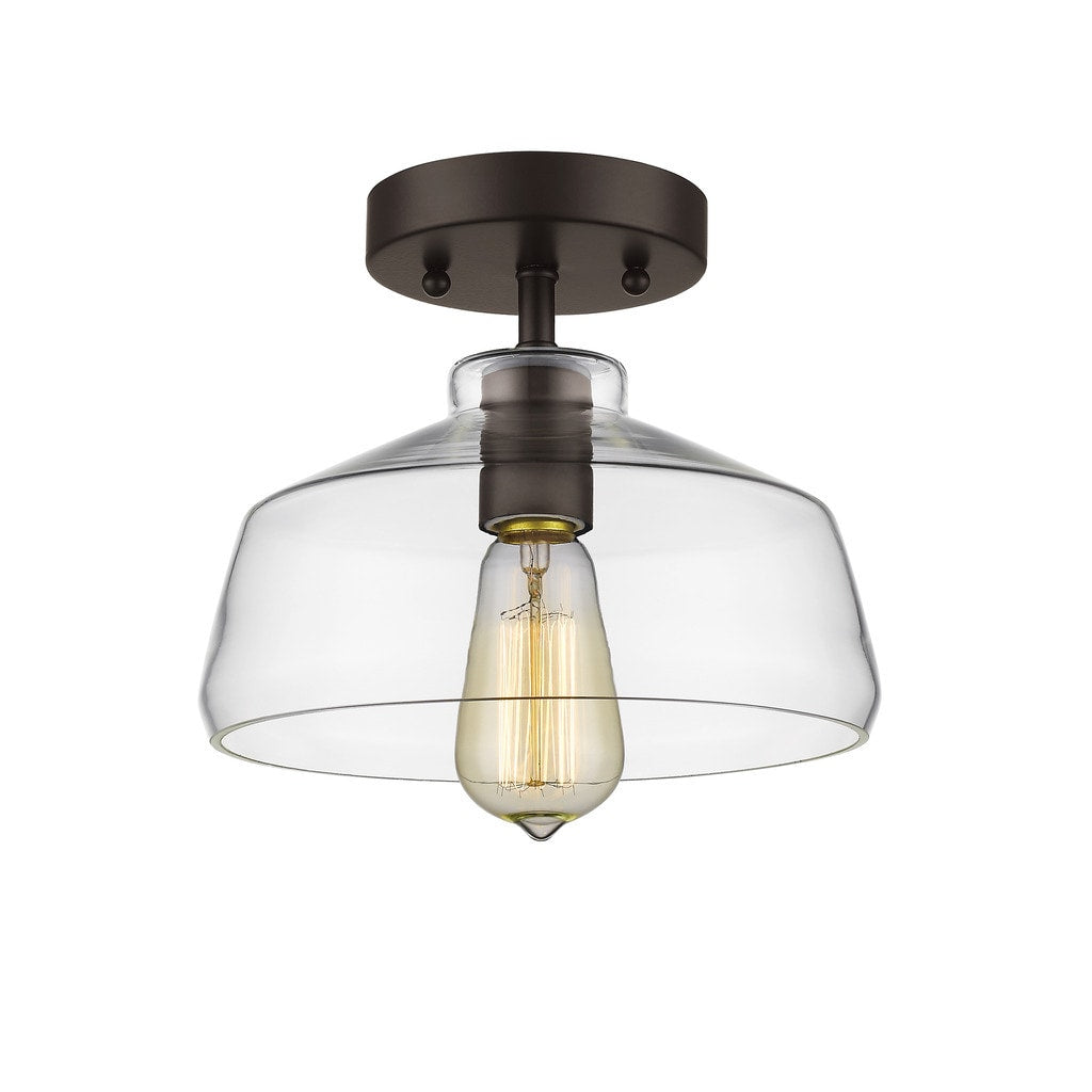Chloe Lighting Loft Industrial 1 Light Oil Rubbed Bronze Semi Flush Mount